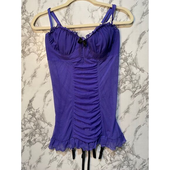 Frederick's Of Hollywood Purple Ruched Bustier X-Large Nighty - Picture 1 of 6